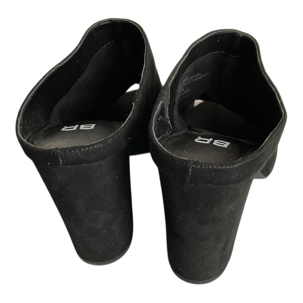 BP Nordstrom Black Peep Toe Mule Heels Size 9 M Slip On Block Heel Minimal - Picture 5 of 8
